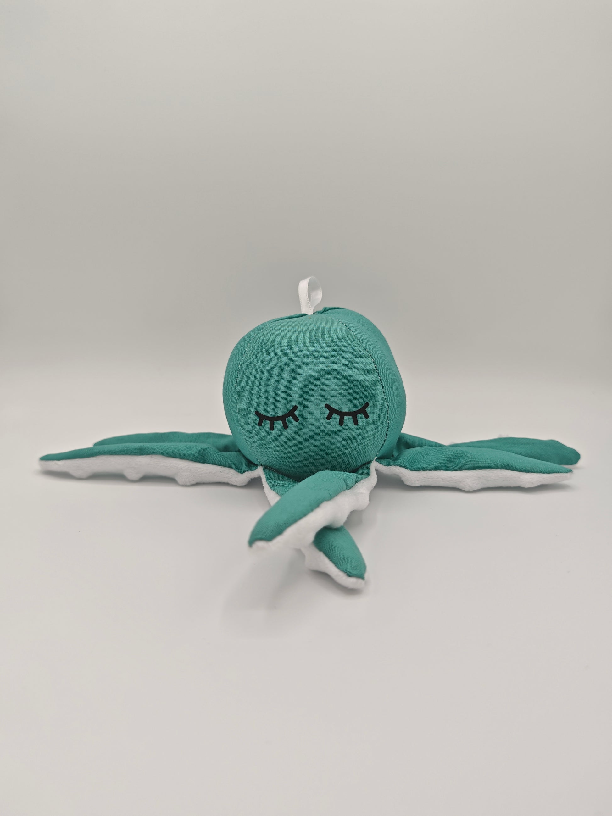 Mr Poulpe en tissu uni bleu, suspension décorative faite main pour chambre bébé