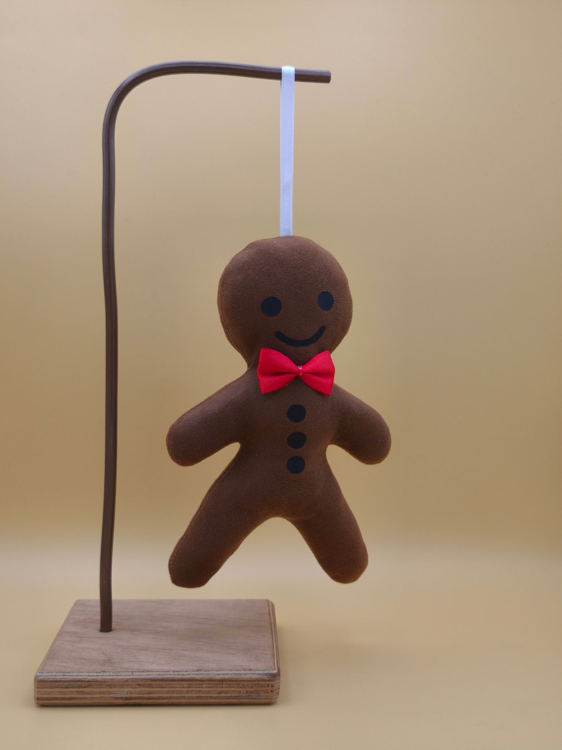 suspension bonhomme pain d'épice tissu camel Noël artisanale fait main France