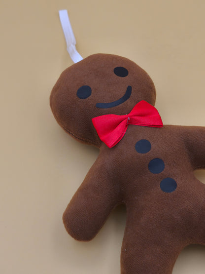 suspension bonhomme pain d'épice tissu camel Noël artisanale fait main France