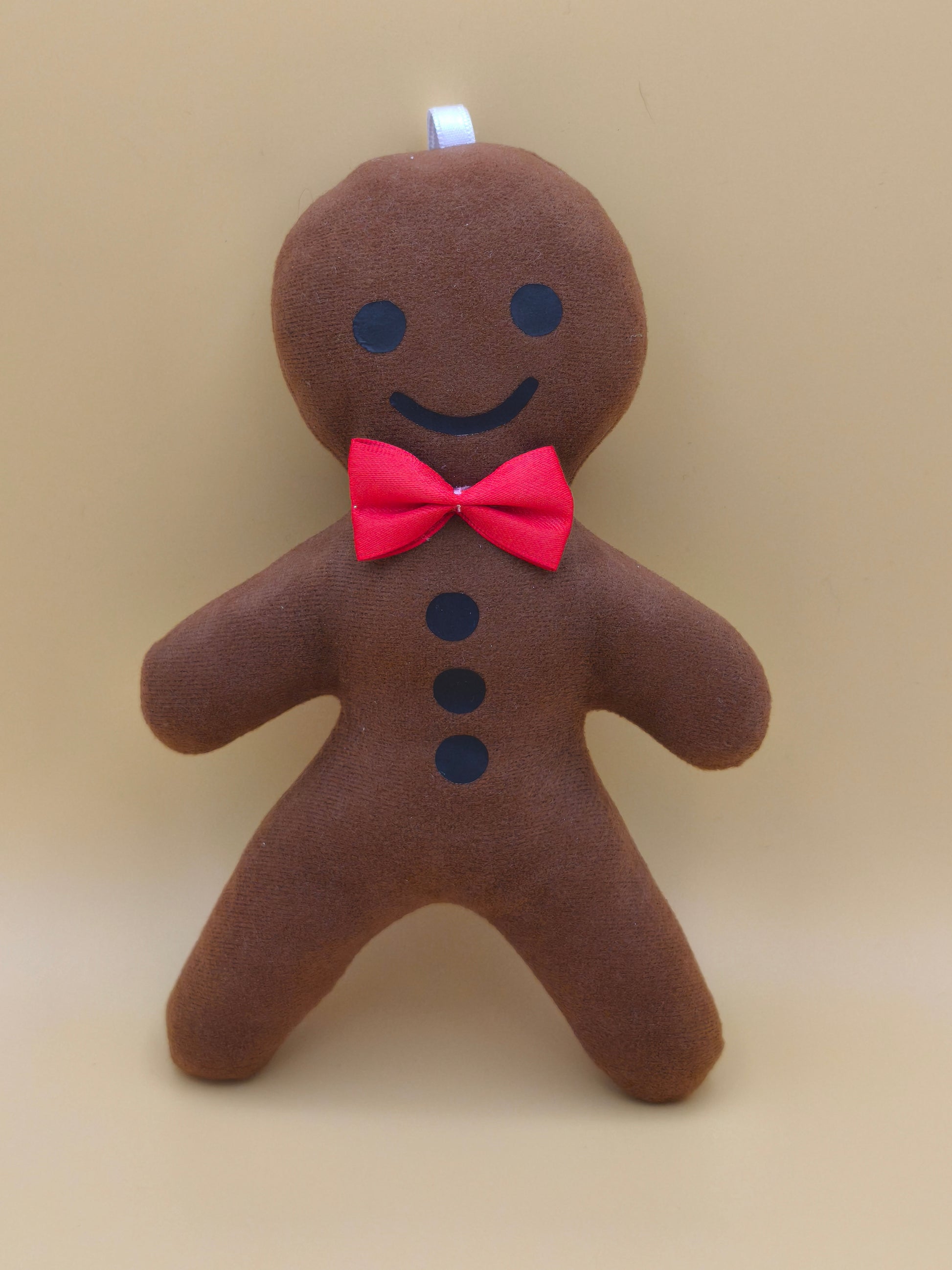 suspension bonhomme pain d'épice tissu camel Noël artisanale fait main France