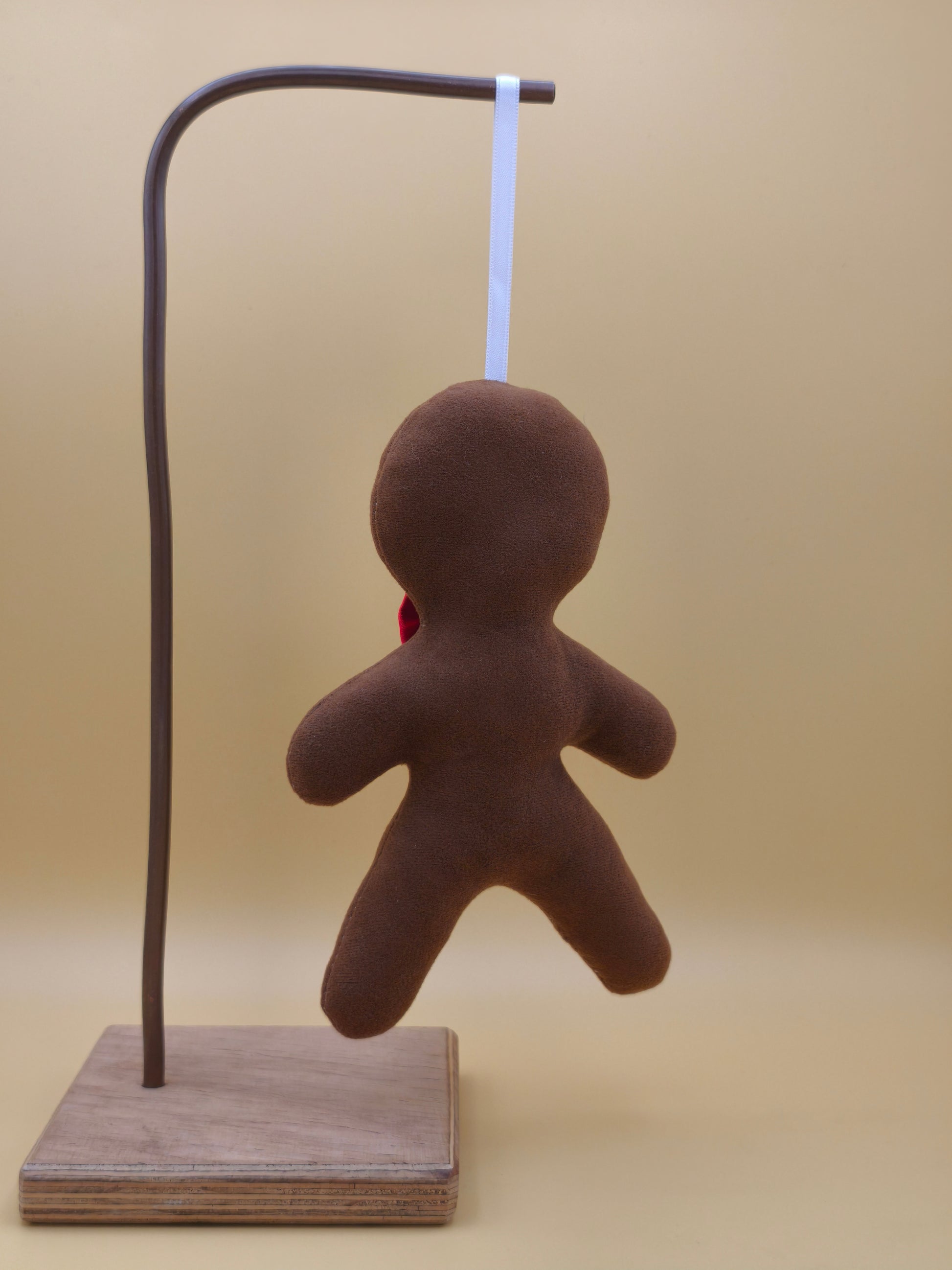 suspension bonhomme pain d'épice tissu camel Noël artisanale fait main France