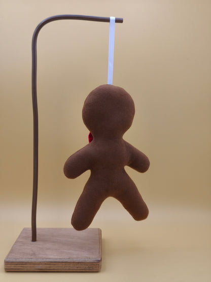suspension bonhomme pain d'épice tissu camel Noël artisanale fait main France