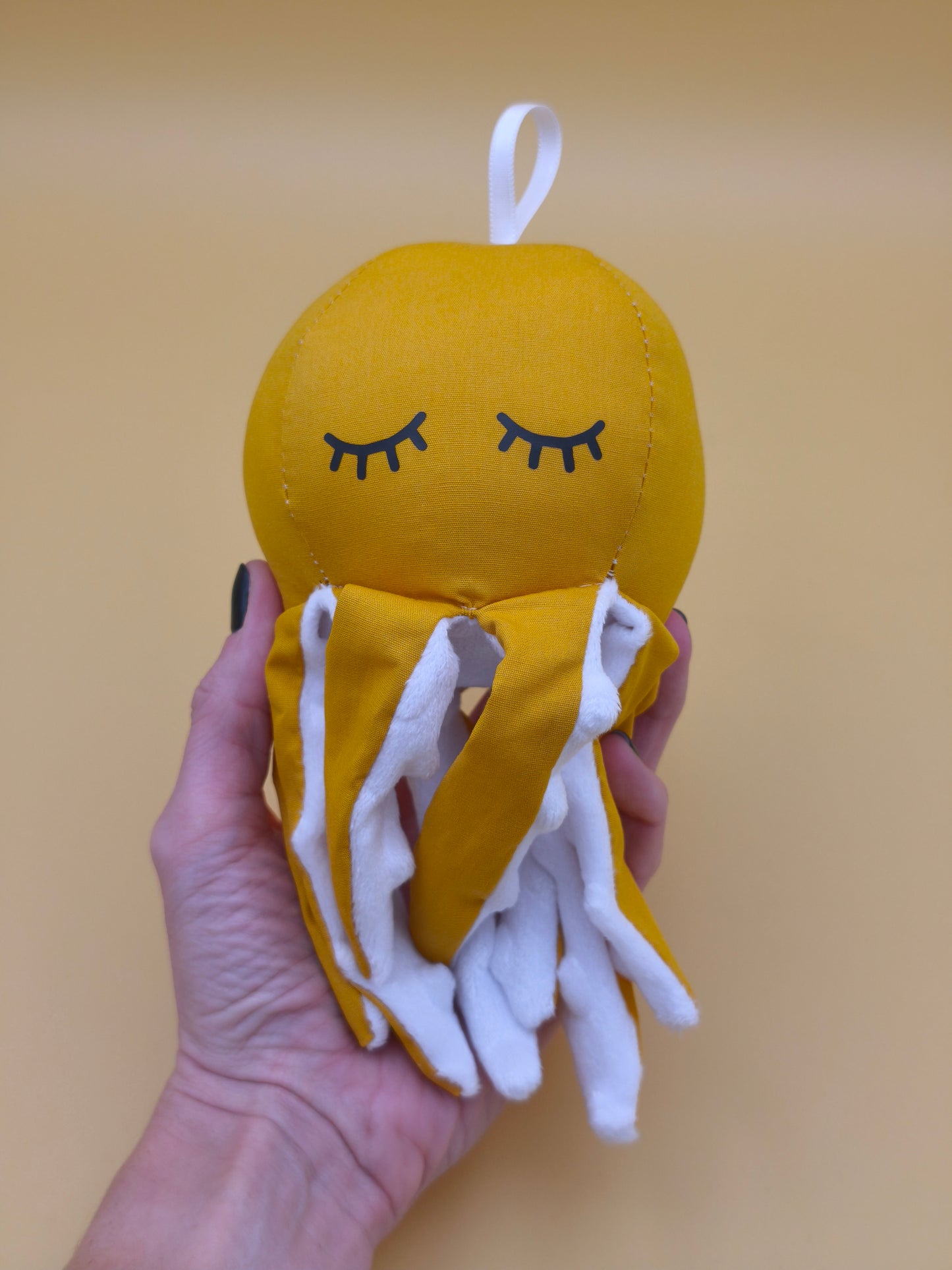 suspension poulpe tissu moutarde décoration marine artisanale faite main France