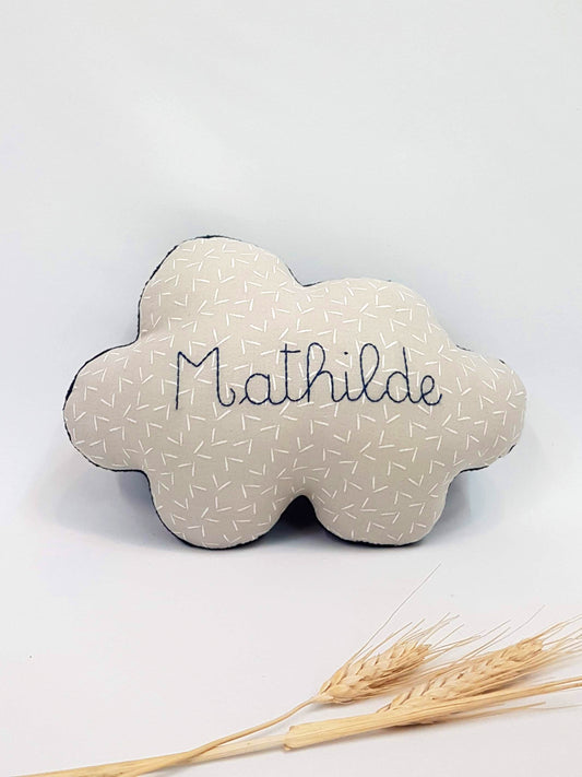 Coussin nuage en coton et polaire fait main, décoration de chambre enfant, Marinette Machin chouette